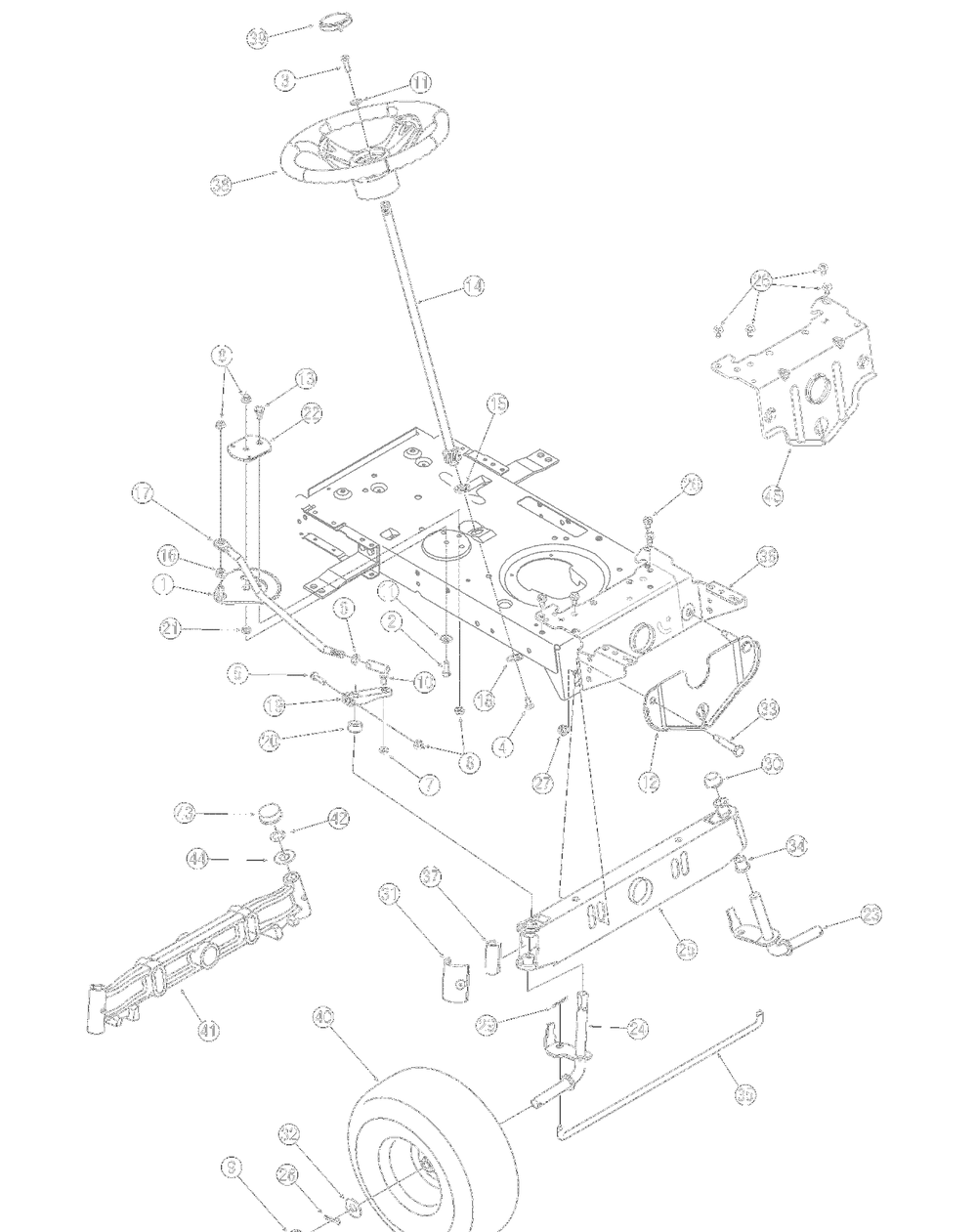 Steering Diagram and Parts List for 13A1762F729 2007 Yard Machines Lawn Tractor
